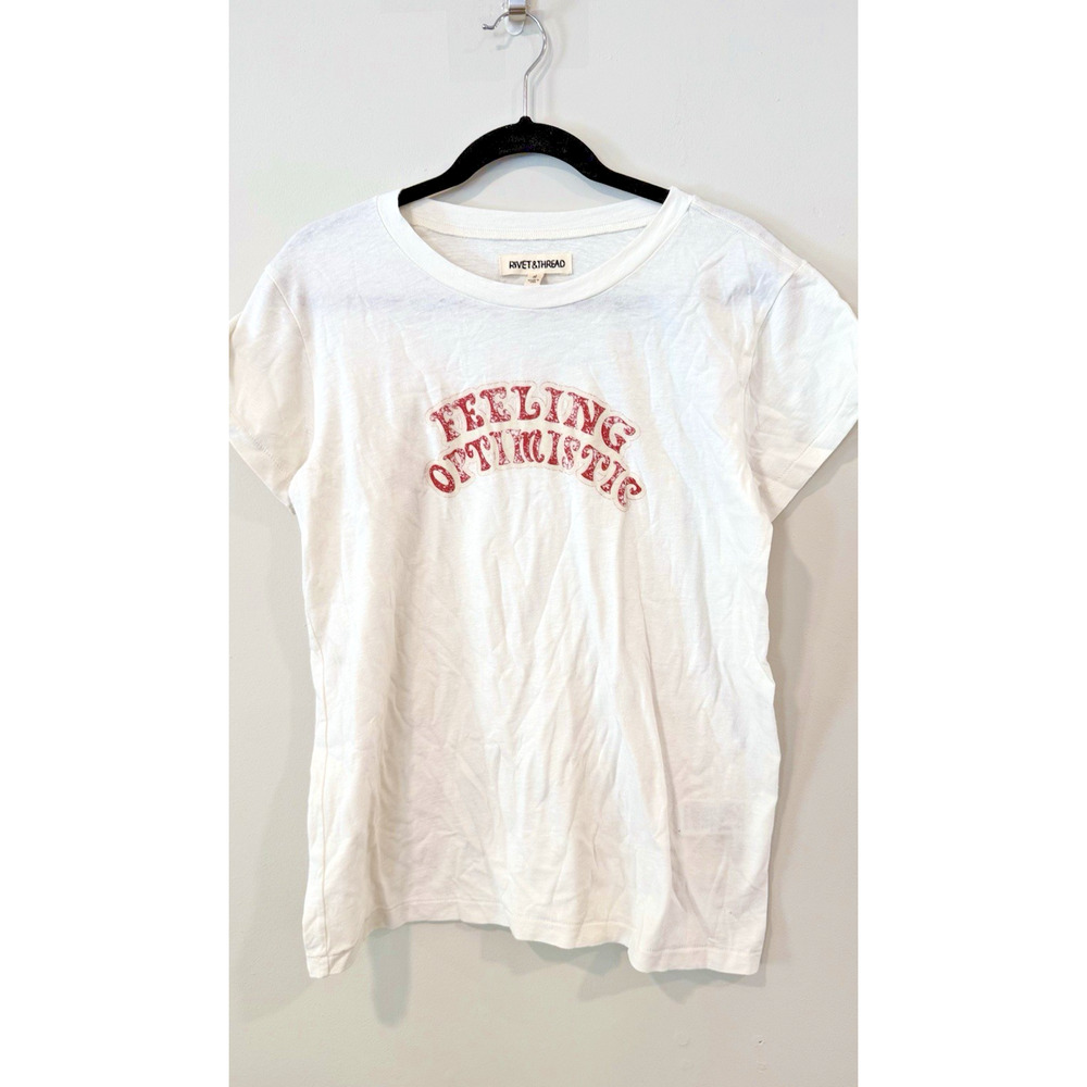 Rivet & Thread T-Shirt Womens Feeling Optimistic Size Small MADE in USA